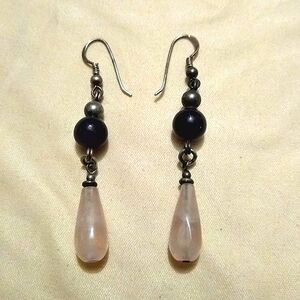Sterling silver & rose quartz teardrop earrings 💗💜